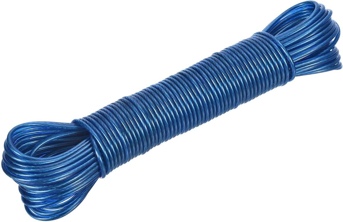 Gecoate Waslijn - Kledinglijn Draad - Buiten Drogen - Extra Sterke Staalkern - 3mm x 20 Meter - Blauw — afbeelding 1