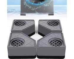 4 stuks antivibratiepads voor wasmachine - Voorkomt beweging van wasmachine en droger - Voorkomt geluids- en trillingsoverdracht - Antivibratiestabilisatorsteunvoetjes (verhoging 4,5 cm)