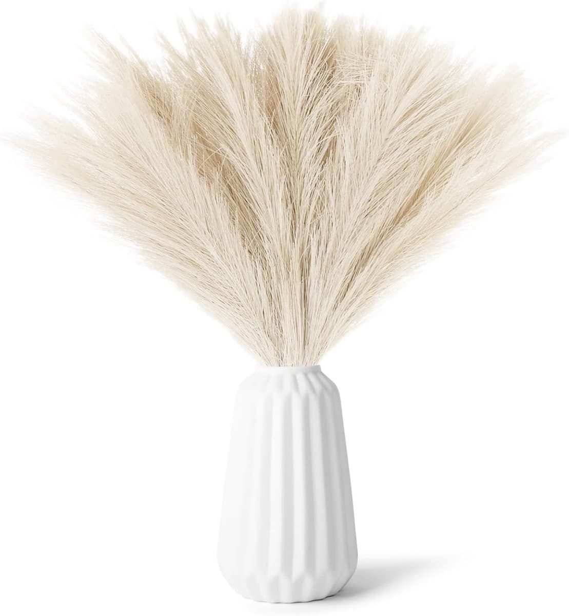 30 Stukken Gedroogd Pampire Gras, Gele Naturalnh - Fluffy Kunstbloemen en Decoratie voor Boho Bruiloft en Woondecoratie — afbeelding 1