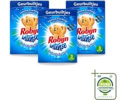 3 x Robijn - Intense - Geurbuiltjes - Langdurige Geur - Intense Frisheid - 3 Geurbuiltjes - Grootverpakking - Vaatwasstrips - Geur In Kleding - Frisheid Kleding - Geur In Tas - Geur In Koffer - Geur In Auto
