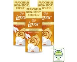 3 x Lenor – Geurbooster – Amber & Orchidee – 12 Wasbeurten – 155 g - Grootverpakking - Geurparels - Wasgeur - Luxegeur - Orchidee - Vanille