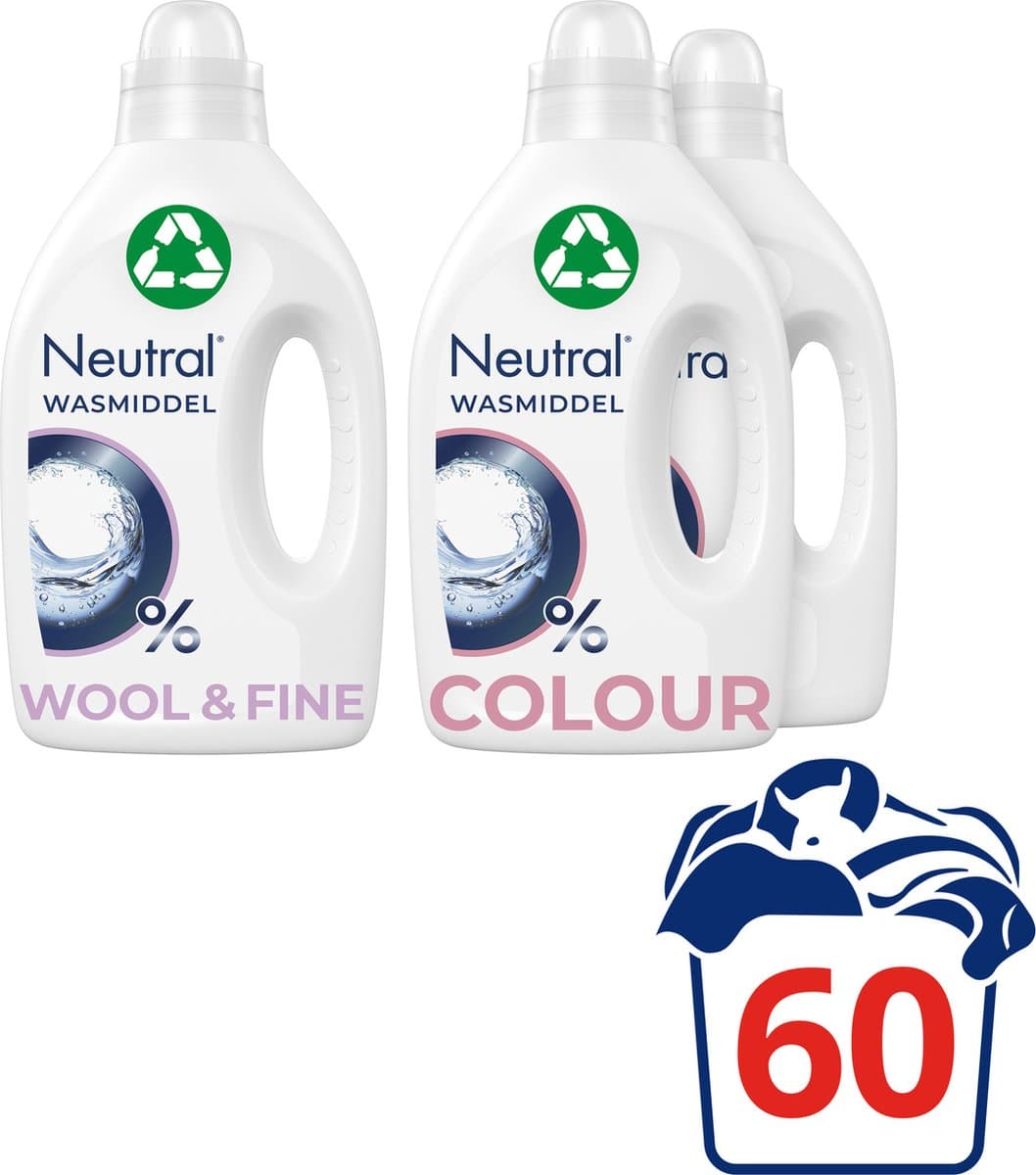 Neutral Neutral Kleur + Wol & Fijn Wasmiddel Pakket - (2 + 1) x 20 wasbeurten - Voordeelverpakking — afbeelding 1