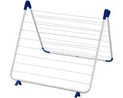 Droogrek voor in bad - verstelbaar 60-120 cm - 9 meter drooglengte - wit/blauw frame - wasrek