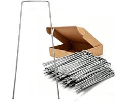 Grondankers verzinkt, U-vormige tuin haringen 150 x 35 mm - Ø 2,5 mm, perfect voor onkruiddoek, tuinvlies en netten bij camping en tuinwerk