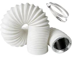 Afvoerslang Droger Ventilatie - Flexibele Slang Keuken - Lucht Afvoeren - Vijflaags Geluidsisolatie - 100mm x 3m - Wit