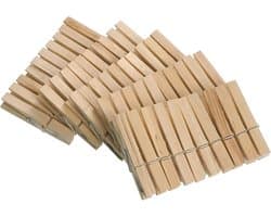Wasknijpers van FSC® gecertificeerd hout, milieuvriendelijke houten klemmen, klemmen voor knutselen en decoreren, elk 7 cm, naturel