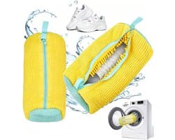 waszak, herbruikbare ritssluiting, pluche schoenen, waszak voor wasmachine, rondom reiniging, wasnet, schoenen voor alle sneakers, schoensoorten (geel)