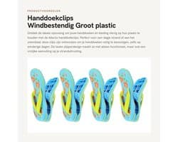 Handdoekclips Groot - Windbestendig - Plastic - Hangende Klemhouder - 4 Stuks - Robuust Ontwerp - Handdoekklem