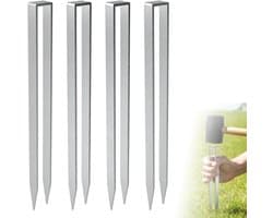Solidchoice- Grondankers U-vormig 4 stuks - Roestvrij Staal - Robuuste Bevestiging - Voor Rozenbogen - Tuin en Outdoor Structuren - Corrosiebestendig - Tuinankers