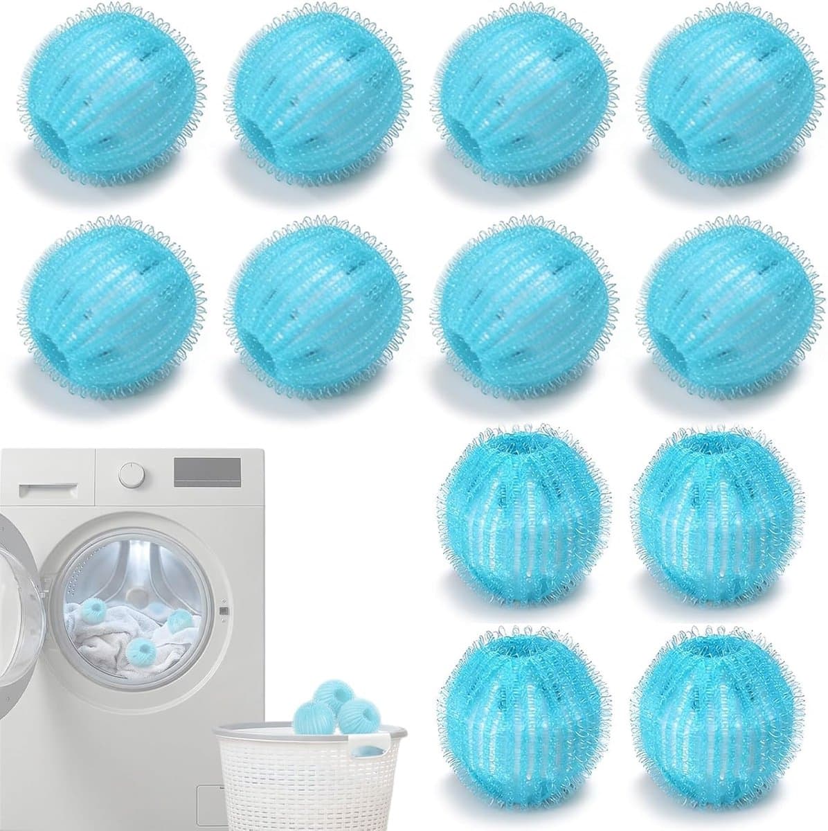 Set van 12 herbruikbare pluisballen voor wasmachine, anti-haren voor katten en honden, effectieve accessoires voor het verwijderen van dierenharen in de wasmachine — afbeelding 1
