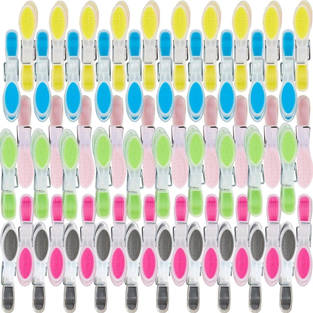 Multicolored Wasknijpers - 60 Stuks Met Golfontwerp, Antislip Silicoon, BPA-vrij, Sterke Klemmen Voor Binnen En Buiten, Geen Sporen Achterlatend — afbeelding 1