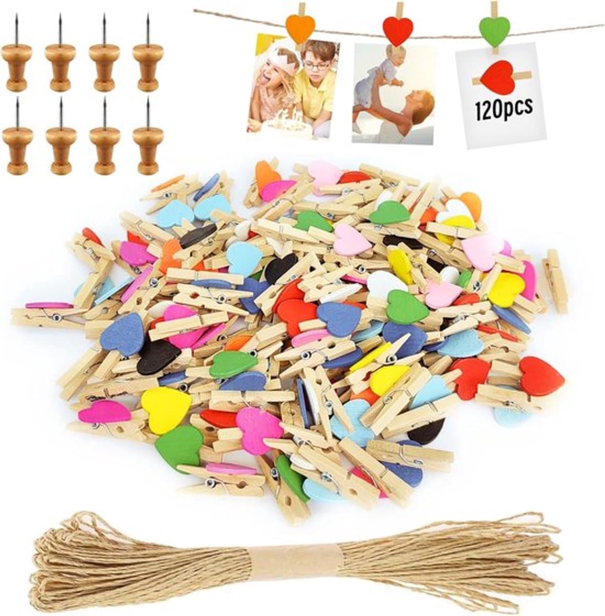 Mini-houten klemmen Allecto Plus 120 stuks voor fotowand — afbeelding 1