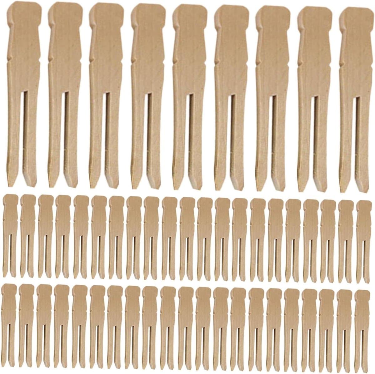 Houten Kledinghangers - Was Knijpers - Kleding Drogen - Natuurlijke Afwerking - 100 stuks - Houtkleur — afbeelding 1