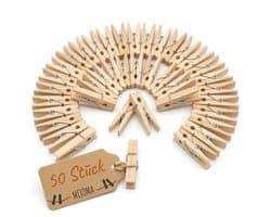 Wasknijpers Hout - Mini Wasknijpers - Decoratieve Klemmen - Knutselen - 50 Stuks - 50 mm - Knijpers
