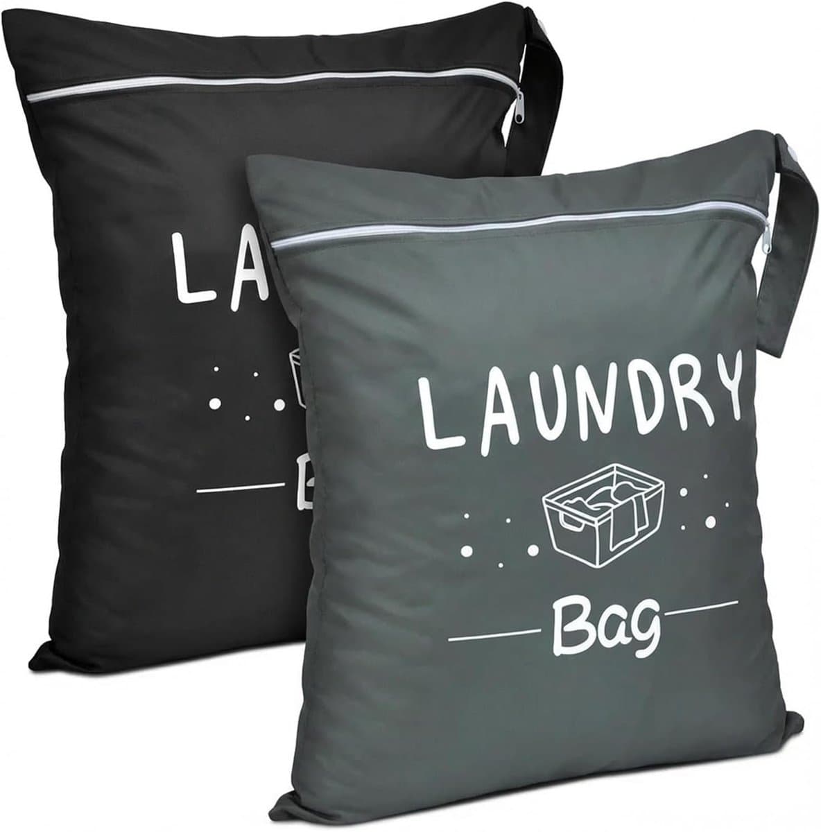 SnelShoppen - Reis Tas Vuil Wasgoed Waterdichte Tas met Rits voor Vuil Wasgoed Badkleding Droog Wasgoed Tas Kamperen Wasbaar (Bordeaux + Marineblauw) — afbeelding 1
