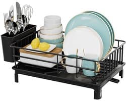 Compact droogrek - omgekeerde afvoer, keukenorganizer - zwart