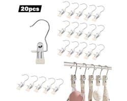 20 stuks - Metalen clips, handdoekklemmen, multifunctionele antislip kledingklemmen voor kleding, sokken, broeken, schoenen (gebroken wit)