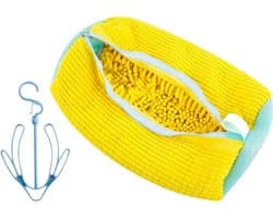 Allecto plus - Waszak van fluweel voor ademende schoenopslag in wasmachine - Gele schoenenwaszak met ritssluiting - Schoenenzak voor sportschoenen en sandalen - Beige Kleurige opbergzak