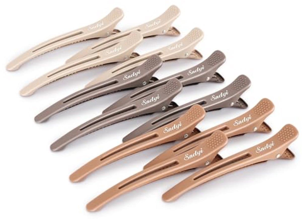 12 Professionele Haarclips voor Kapsels en Knippen - Antislip Eendensnavel van Kunststof, 11 cm, Neutraal — afbeelding 1