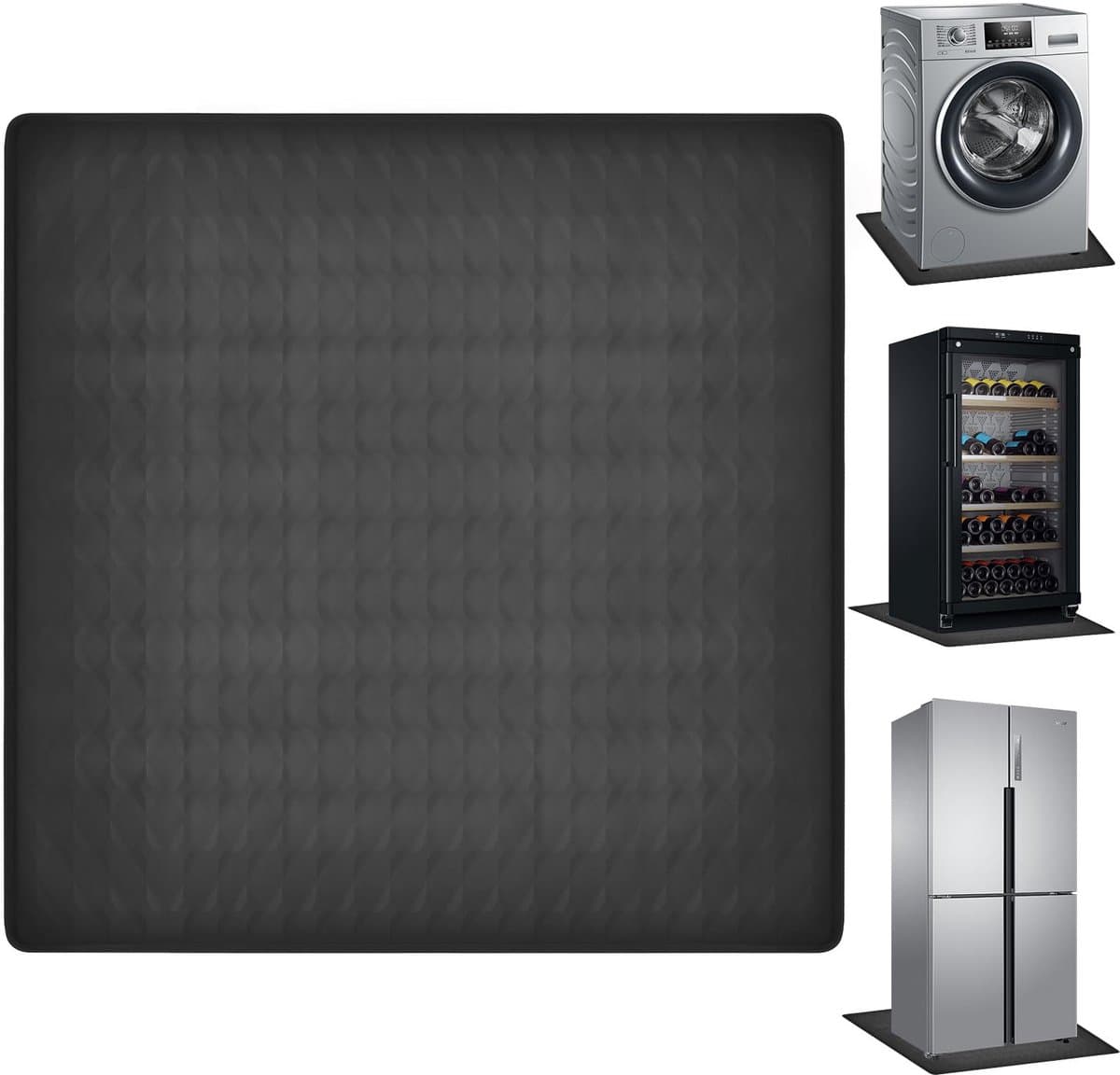 Unyqoos® Zwarte siliconen mat voor vloerbescherming onder koelkast en wasmachine — afbeelding 1