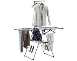 Homcom Clothes Drying Rack-Roestvrij staal, Kunststof-156,5L x 68B x 192H cm-Zilver